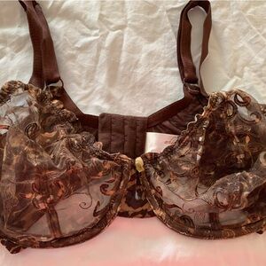 Whimsy by Lunaire Brown Embroidered Underwire Bra